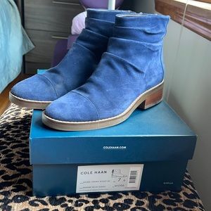 Cole Haan- blue suede boots.